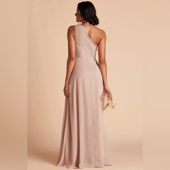 Birdy Grey Women's Size L Kira Taupe Chiffon One Shoulder Bridesmaid Dress.NWT - Picture 2 of 5